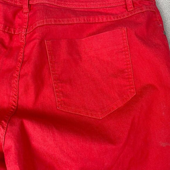 Elle Women Pants Plus Size 16W Straight Leg Flat Front Casual Preppy Red Classic - Picture 11 of 13